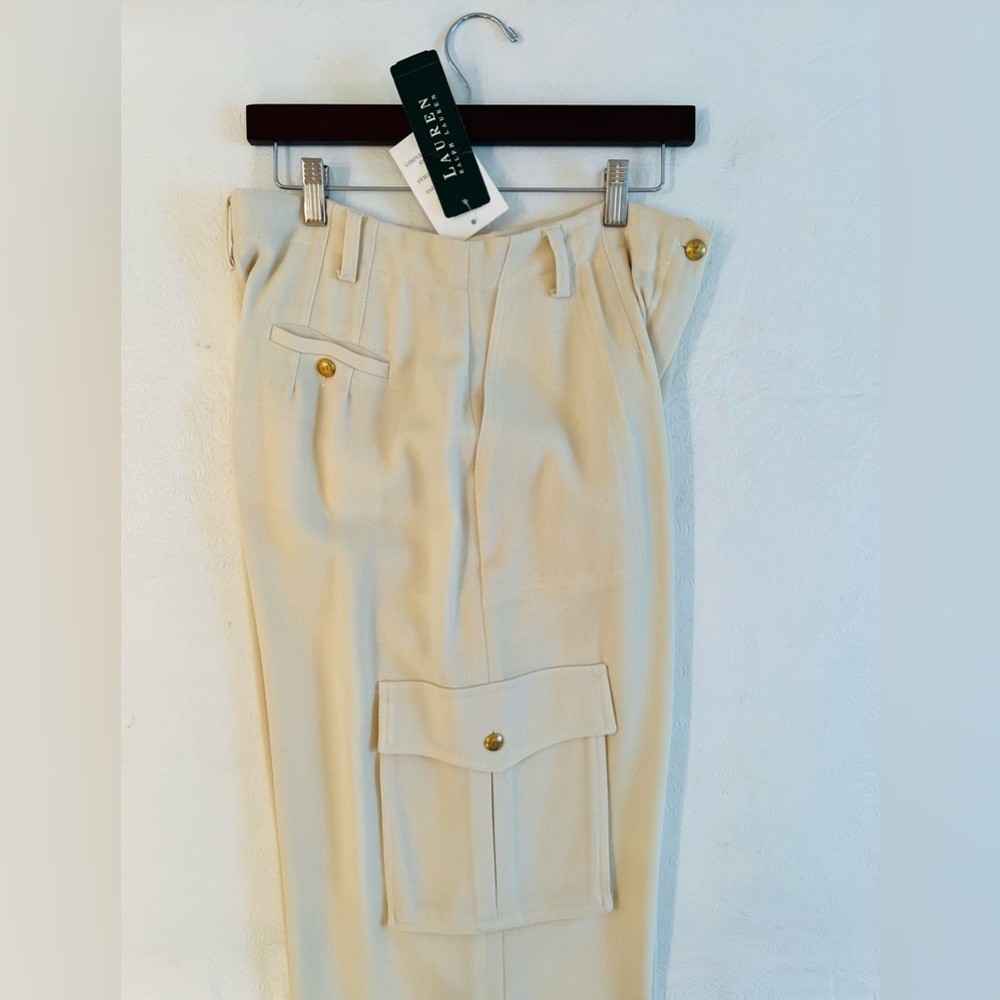 NWT Ralph Lauren Pants 14 33Wx31.5L Wool Blend Gabardine Twill Cargo Pants NWT